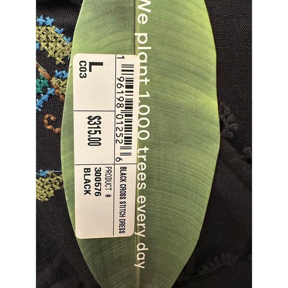 NWT FARM Rio Black Cross Stitch V Neck Dress Sz Large - Picture 8 of 8